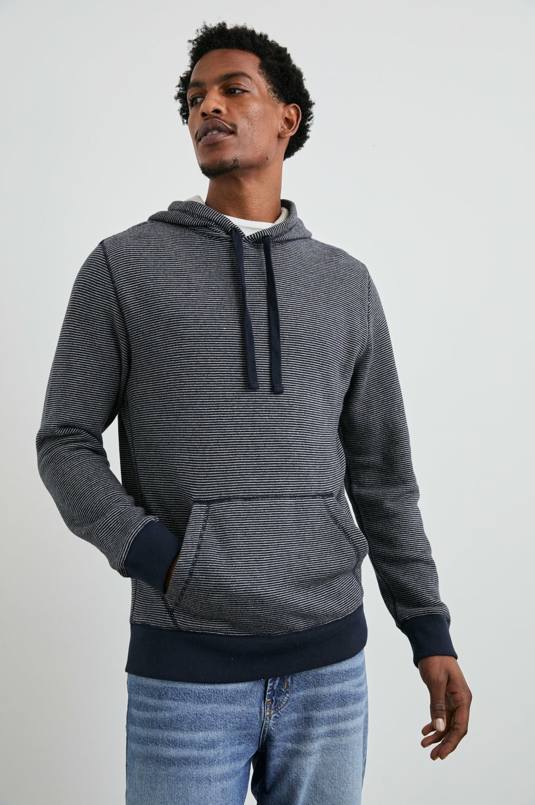 CALVIN HOODIE - NAVY CREAM STRIPE| Rails discount