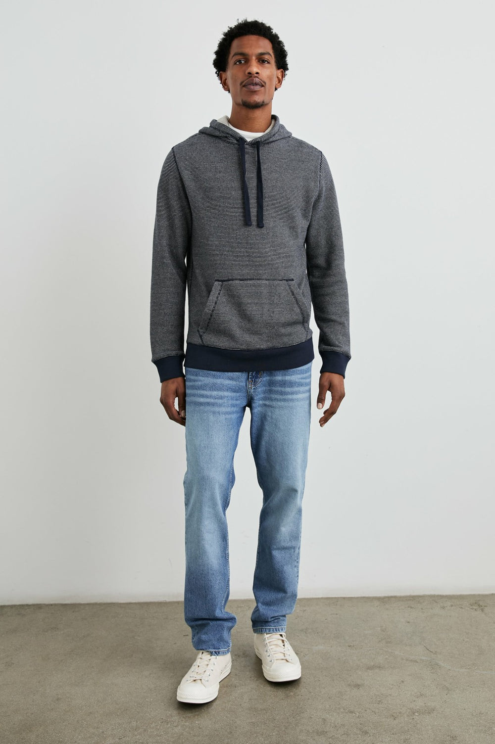 CALVIN HOODIE - NAVY CREAM STRIPE| Rails discount