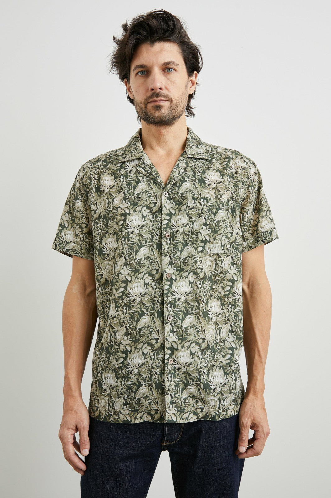 MORENO SHIRT - WATERCOLOR OLIVE BRASS| Rails for sale