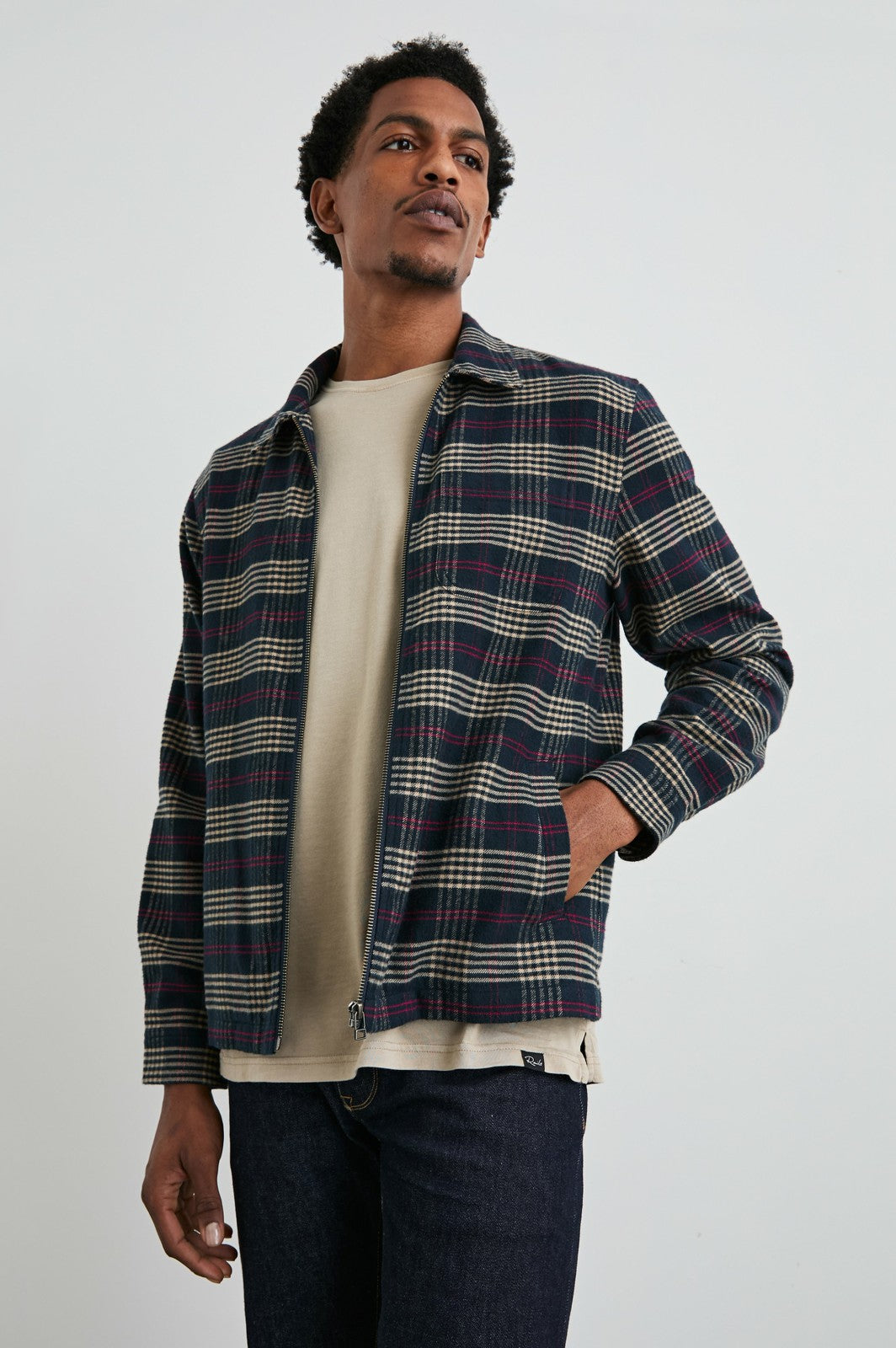 JAQUE SHIRT JACKET - GILDED NAVY CRIMSON| Rails US