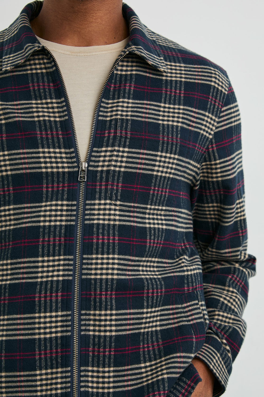 JAQUE SHIRT JACKET - GILDED NAVY CRIMSON| Rails US