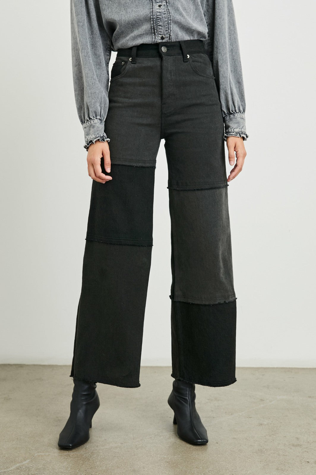 GETTY CROP WIDE LEG - BLACK PATCHWORK| Rails near me