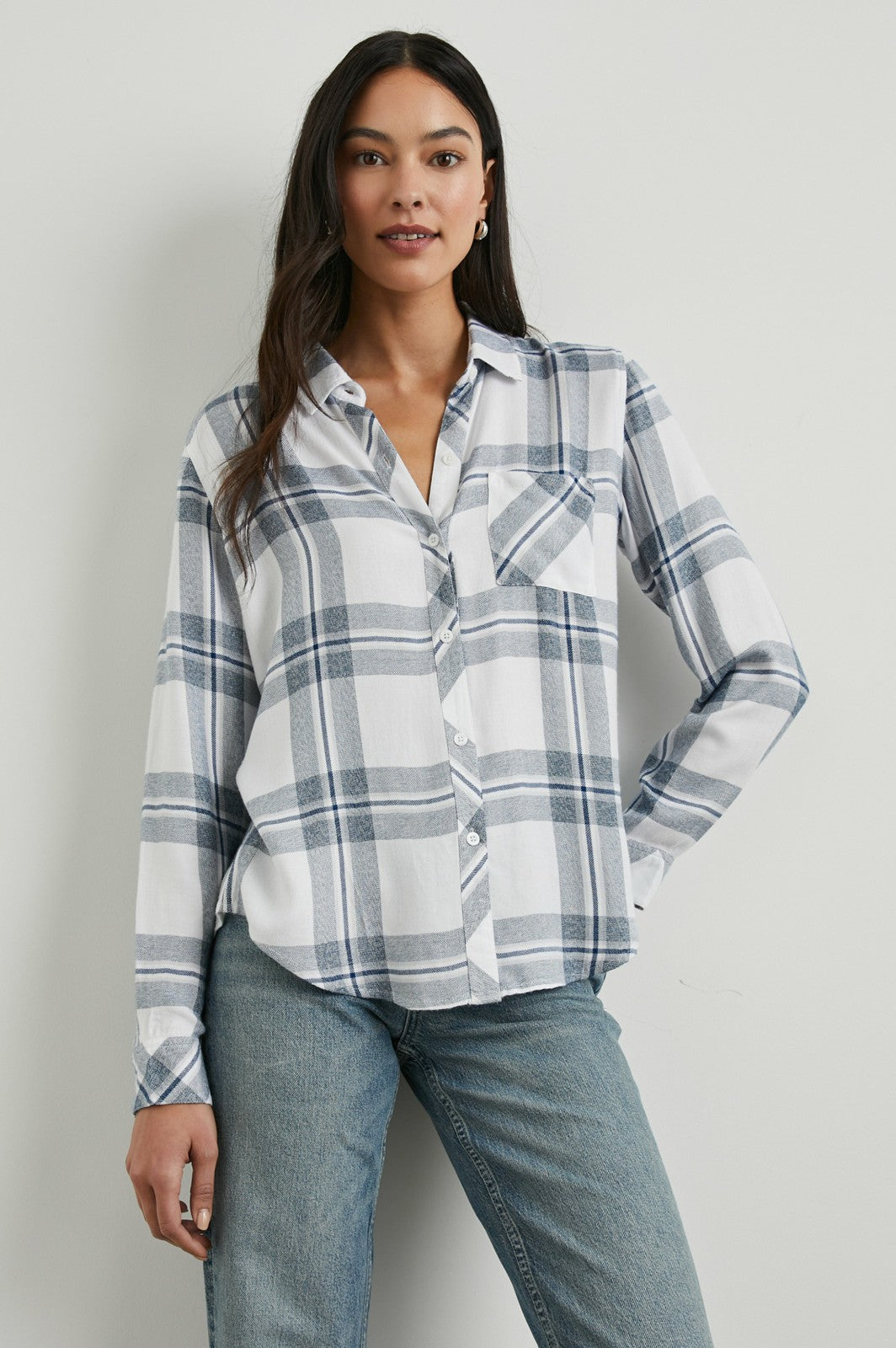 HUNTER SHIRT - WHITE INDIGO MELANGE| Rails for sale