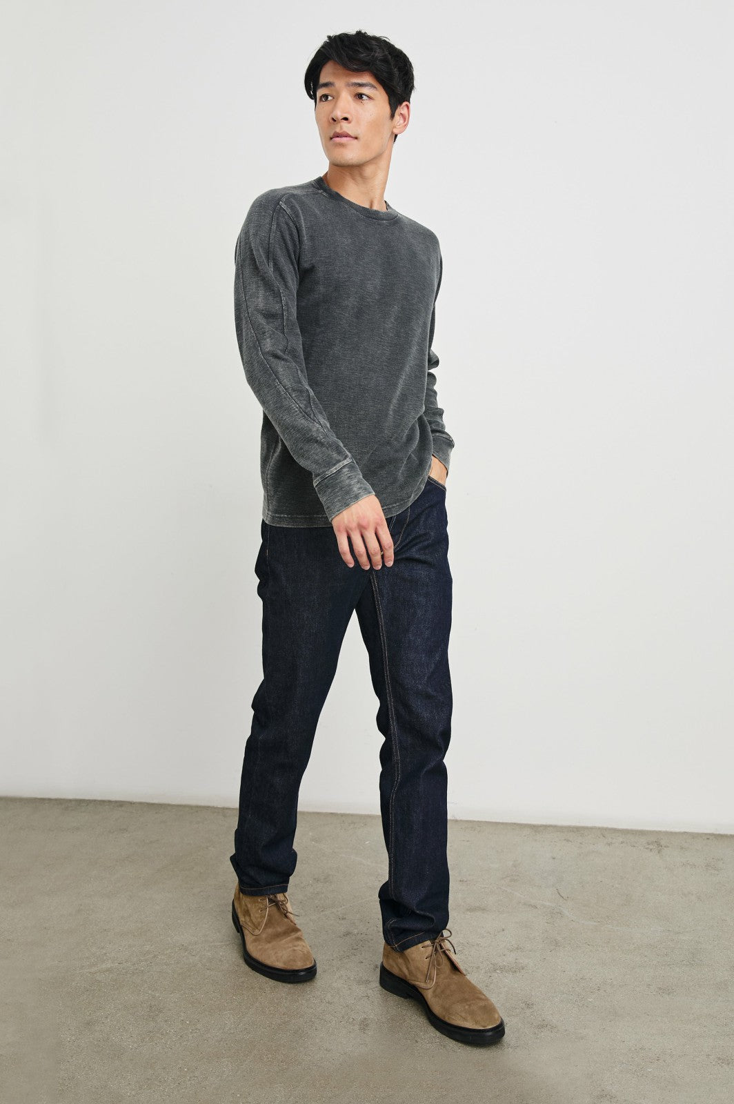 RHEESE LONG SLEEVE TEE - WASHED BLACK| Rails discount