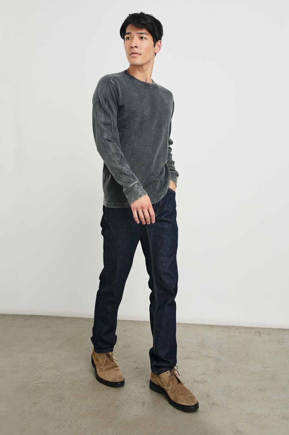 RHEESE LONG SLEEVE TEE - WASHED BLACK| Rails discount