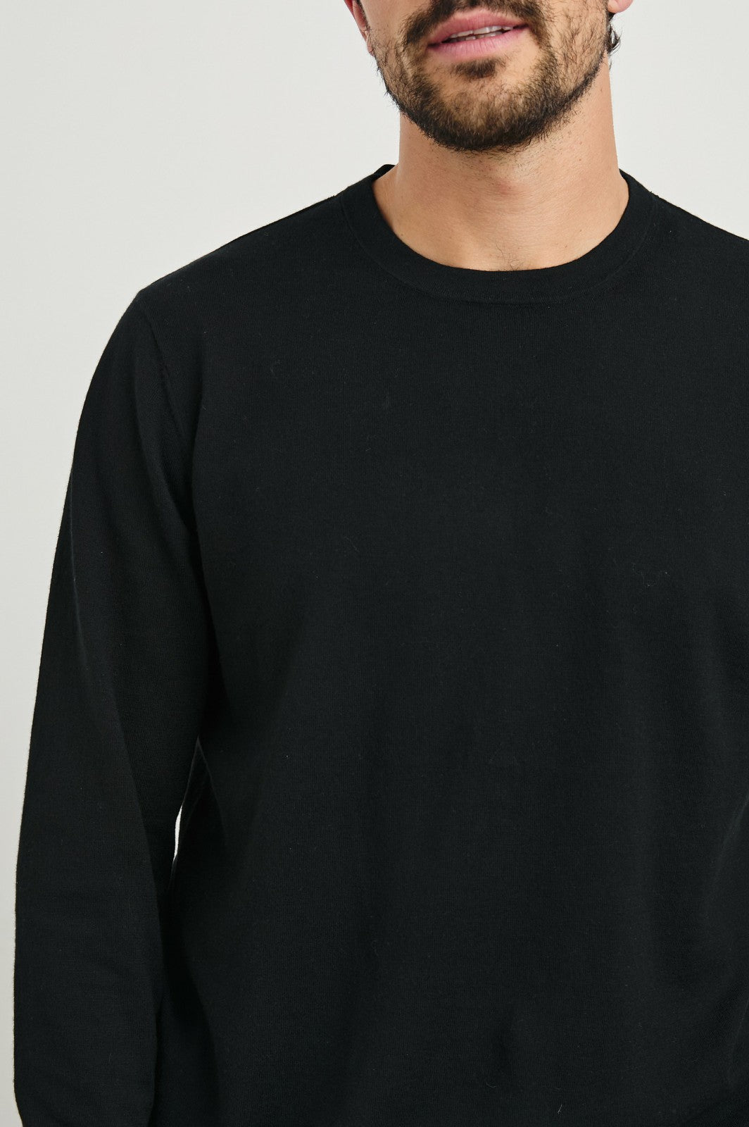 QUENTIN COTTON CASHMERE LONG SLEEVE TEE - BLACK| Rails sale