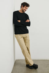 QUENTIN COTTON CASHMERE LONG SLEEVE TEE - BLACK| Rails sale