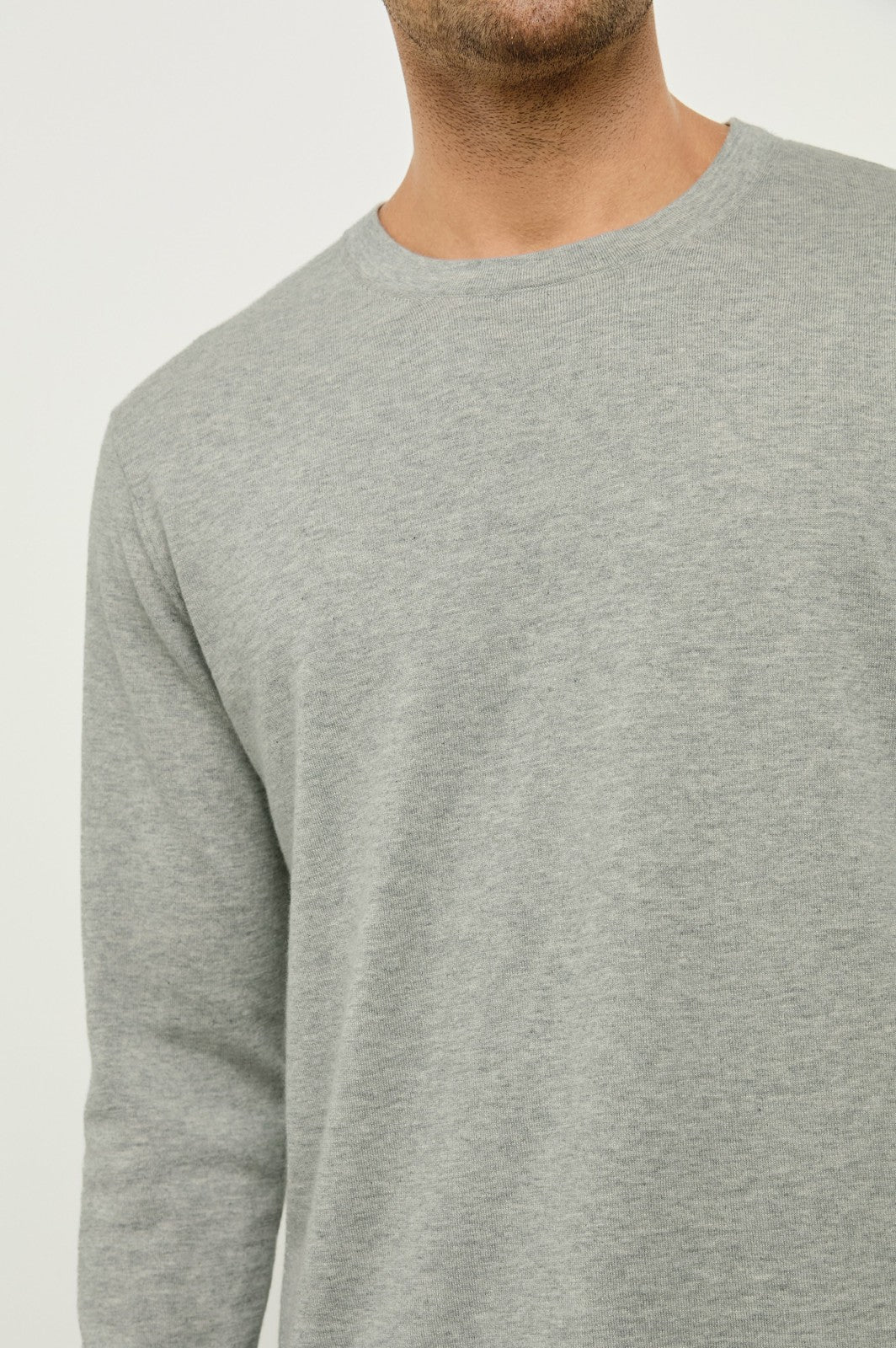 QUENTIN COTTON CASHMERE LONG SLEEVE TEE - HEATHER GREY| Rails outlet