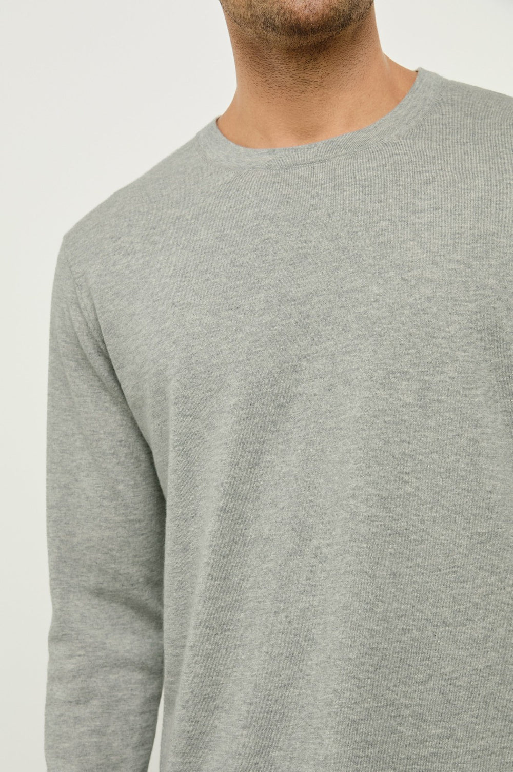 QUENTIN COTTON CASHMERE LONG SLEEVE TEE - HEATHER GREY| Rails outlet