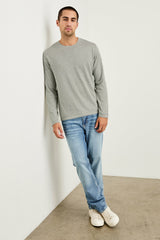 QUENTIN COTTON CASHMERE LONG SLEEVE TEE - HEATHER GREY| Rails outlet