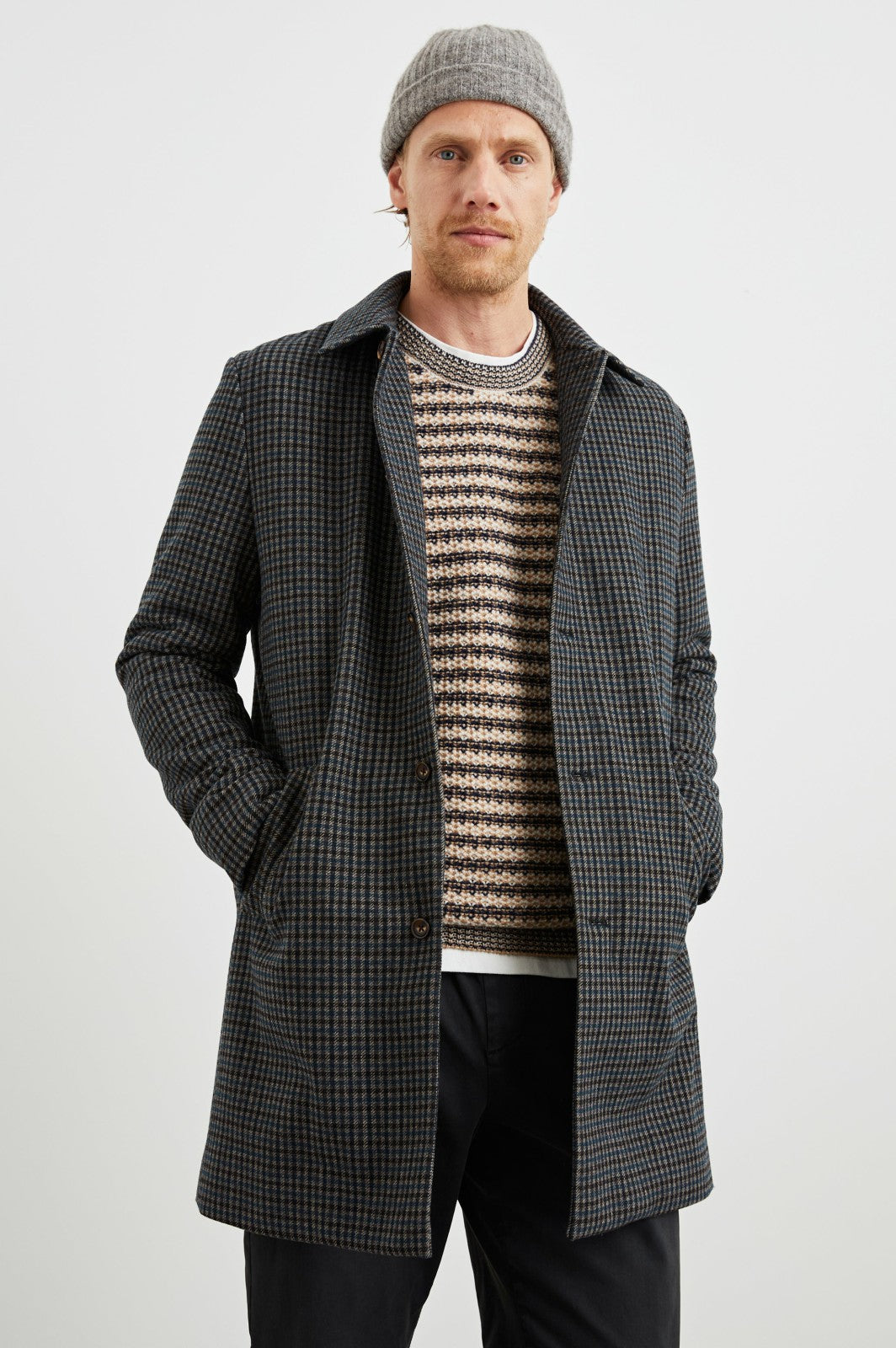 HOCKNEY OVERCOAT - GREY CHECK PLAID| Rails for sale