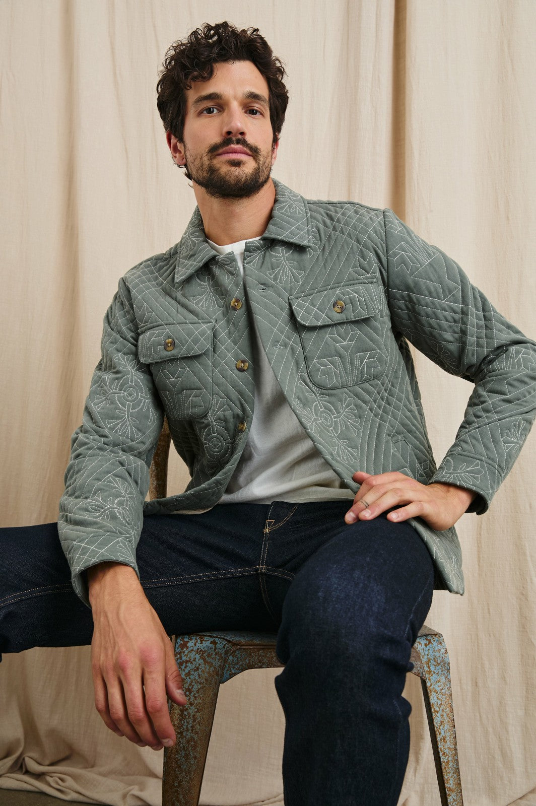 CLAUDE SHIRT JACKET - BASIL ECRU QUILT| Rails for sale
