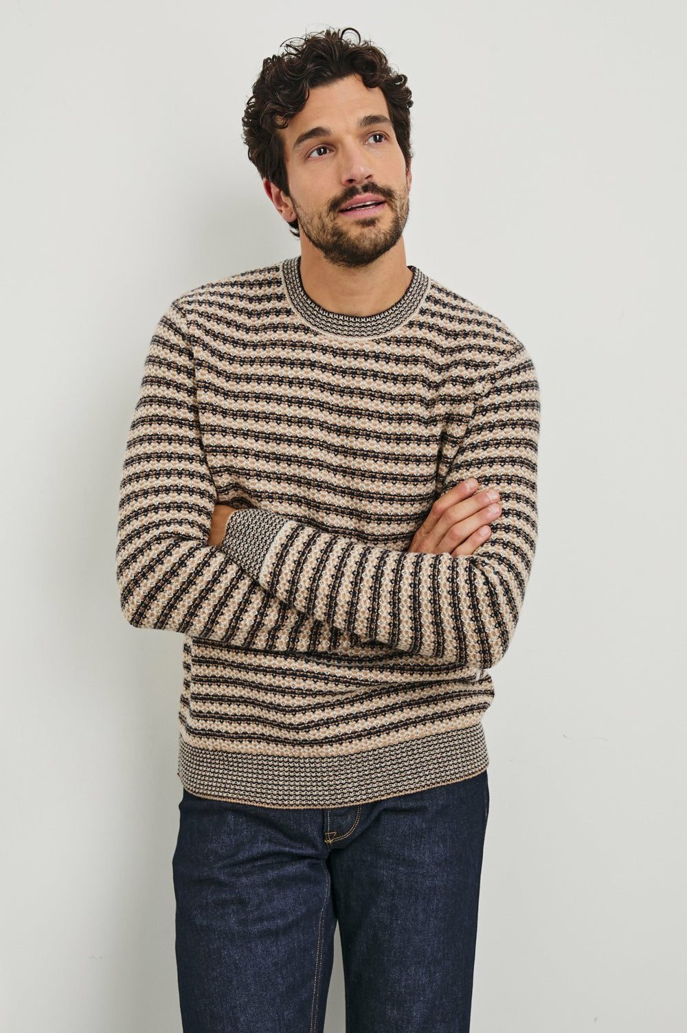 CARRICK SWEATER - NAVY OAT STRIPE| Rails online