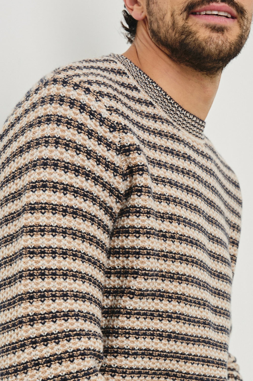 CARRICK SWEATER - NAVY OAT STRIPE| Rails online