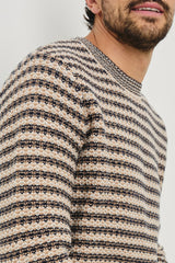 CARRICK SWEATER - NAVY OAT STRIPE| Rails online