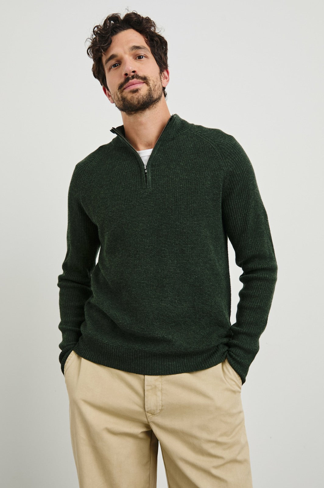 STARK QUARTER ZIP - OLIVE MELANGE| Rails US