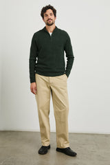 STARK QUARTER ZIP - OLIVE MELANGE| Rails US