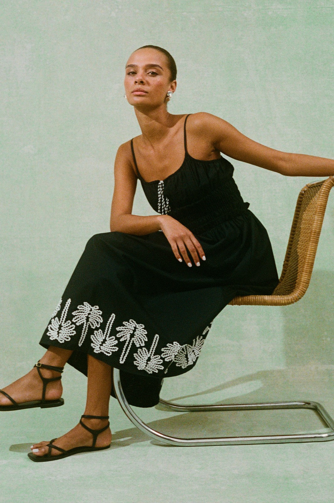 BAJA DRESS - BLACK IVORY PALM TREES| Rails on sale