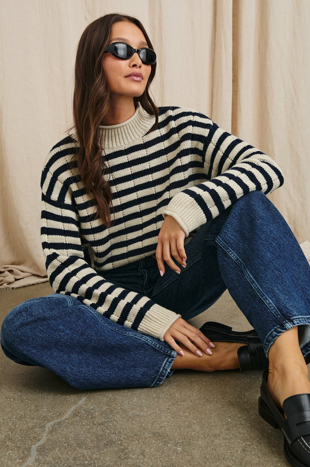 CORRINE SWEATER - OAT NAVY STRIPE| Rails on sale