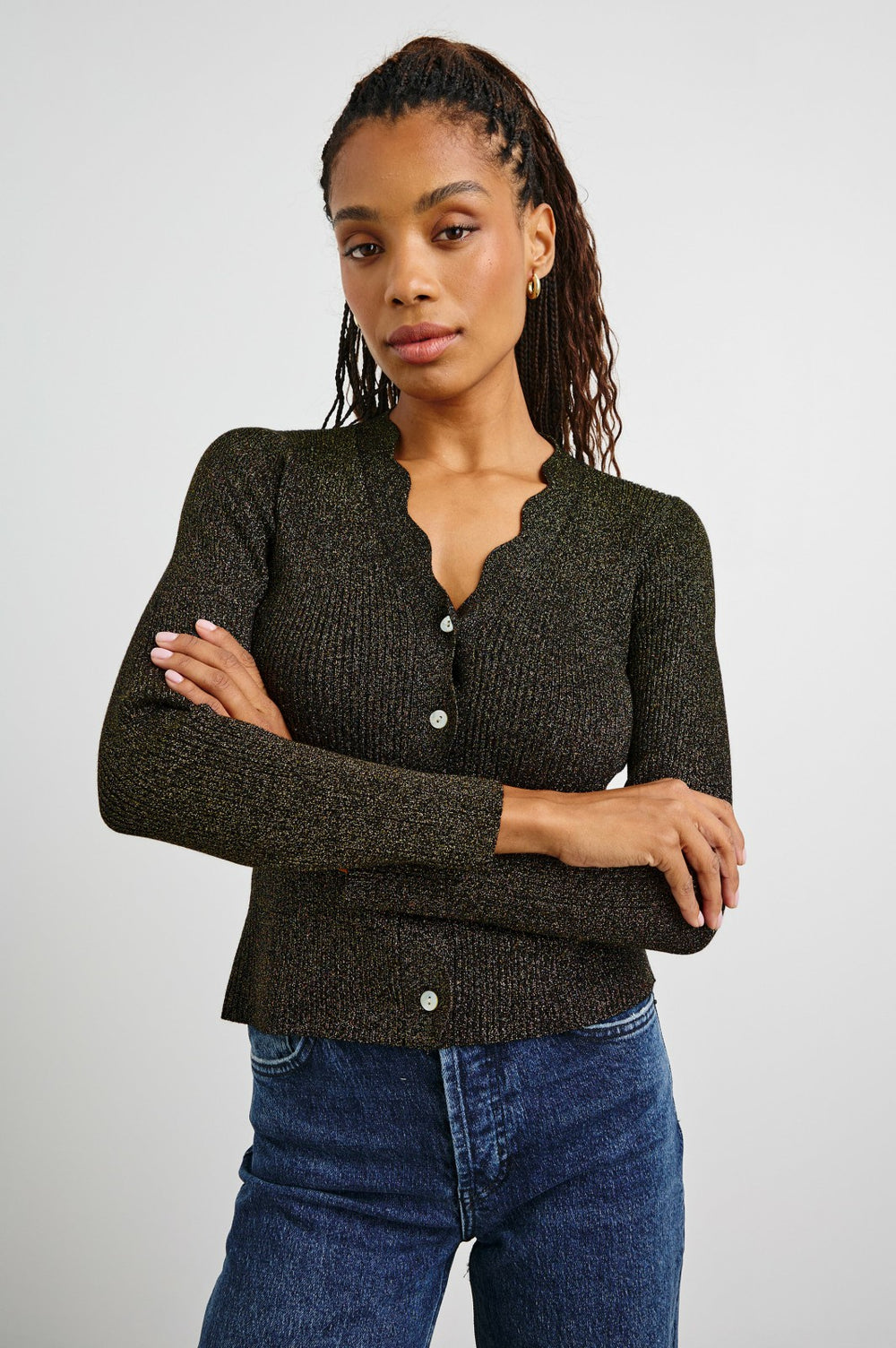 DITA CARDIGAN - GOLD LUREX| Rails sale