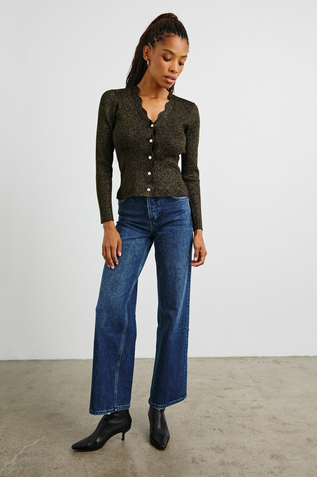 DITA CARDIGAN - GOLD LUREX| Rails sale