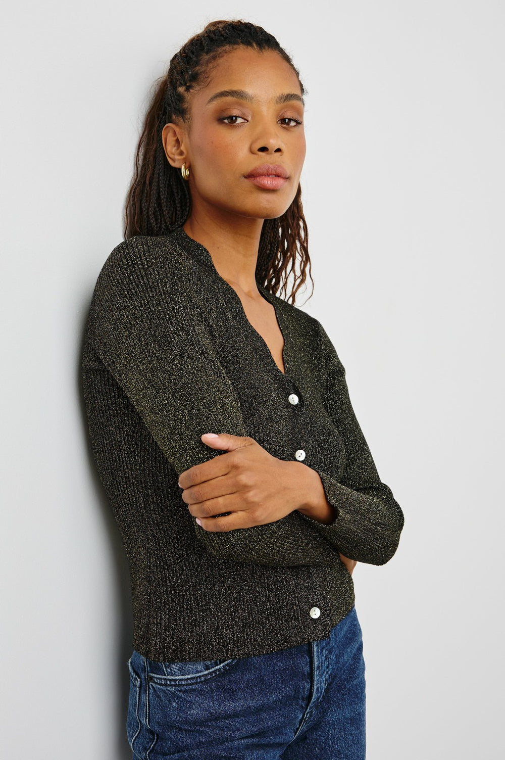 DITA CARDIGAN - GOLD LUREX| Rails sale