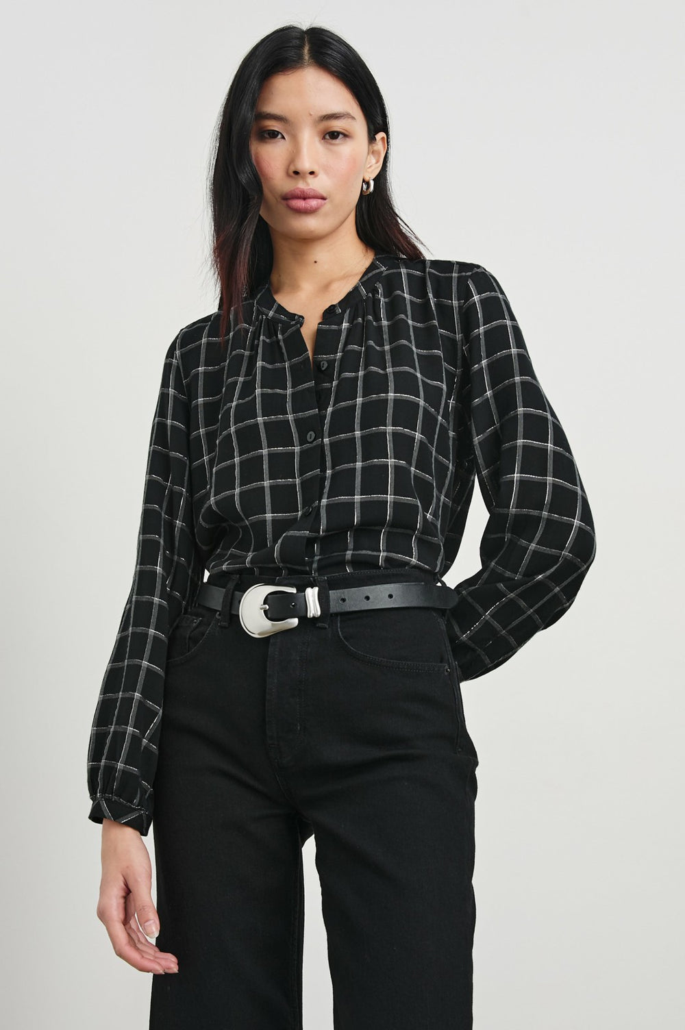 ELOISE SHIRT - SILVER CHARCOAL ONYX| Rails on sale