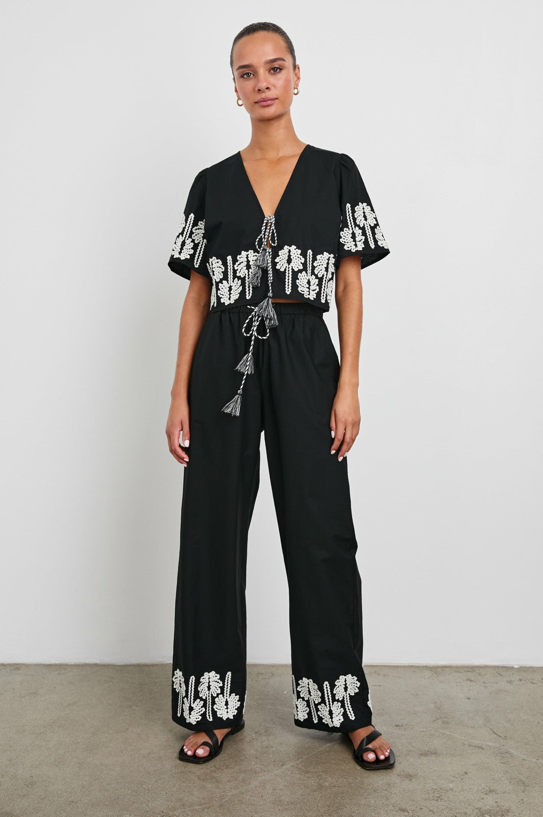 EMMIE PANT - BLACK IVORY PALM TREES| Rails on sale