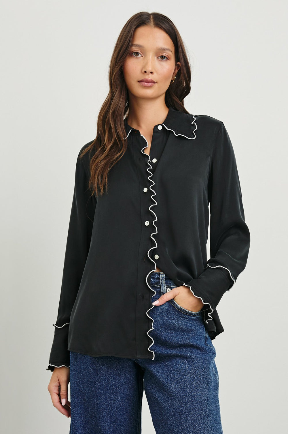 FIA SHIRT - BLACK WHITE PIPING| Rails US
