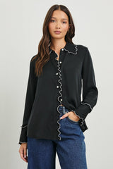 FIA SHIRT - BLACK WHITE PIPING| Rails US