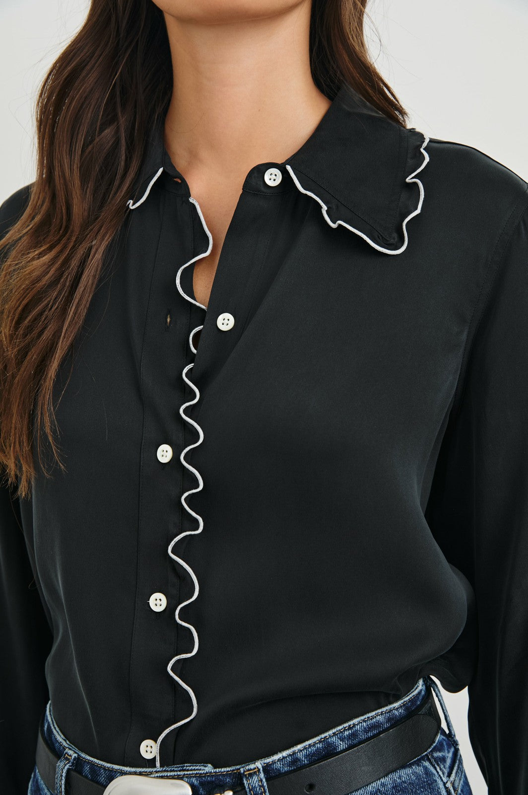 FIA SHIRT - BLACK WHITE PIPING| Rails US
