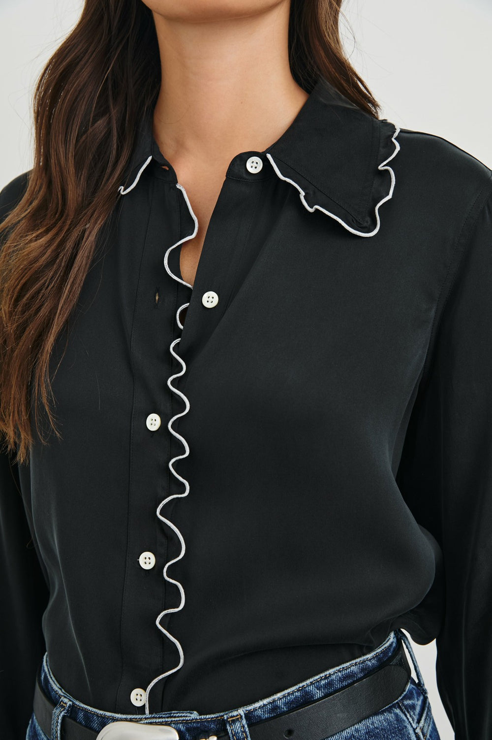 FIA SHIRT - BLACK WHITE PIPING| Rails US