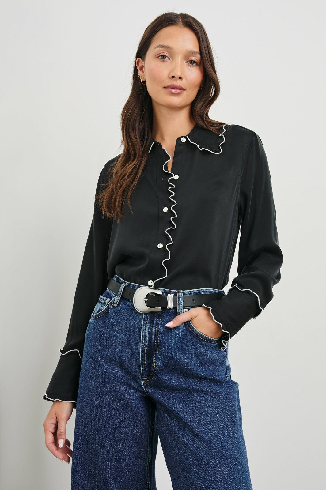FIA SHIRT - BLACK WHITE PIPING| Rails US