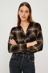 HUNTER SHIRT - BLACK CARMEL LUREX| Rails sale