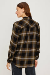 HUNTER SHIRT - BLACK CARMEL LUREX| Rails sale