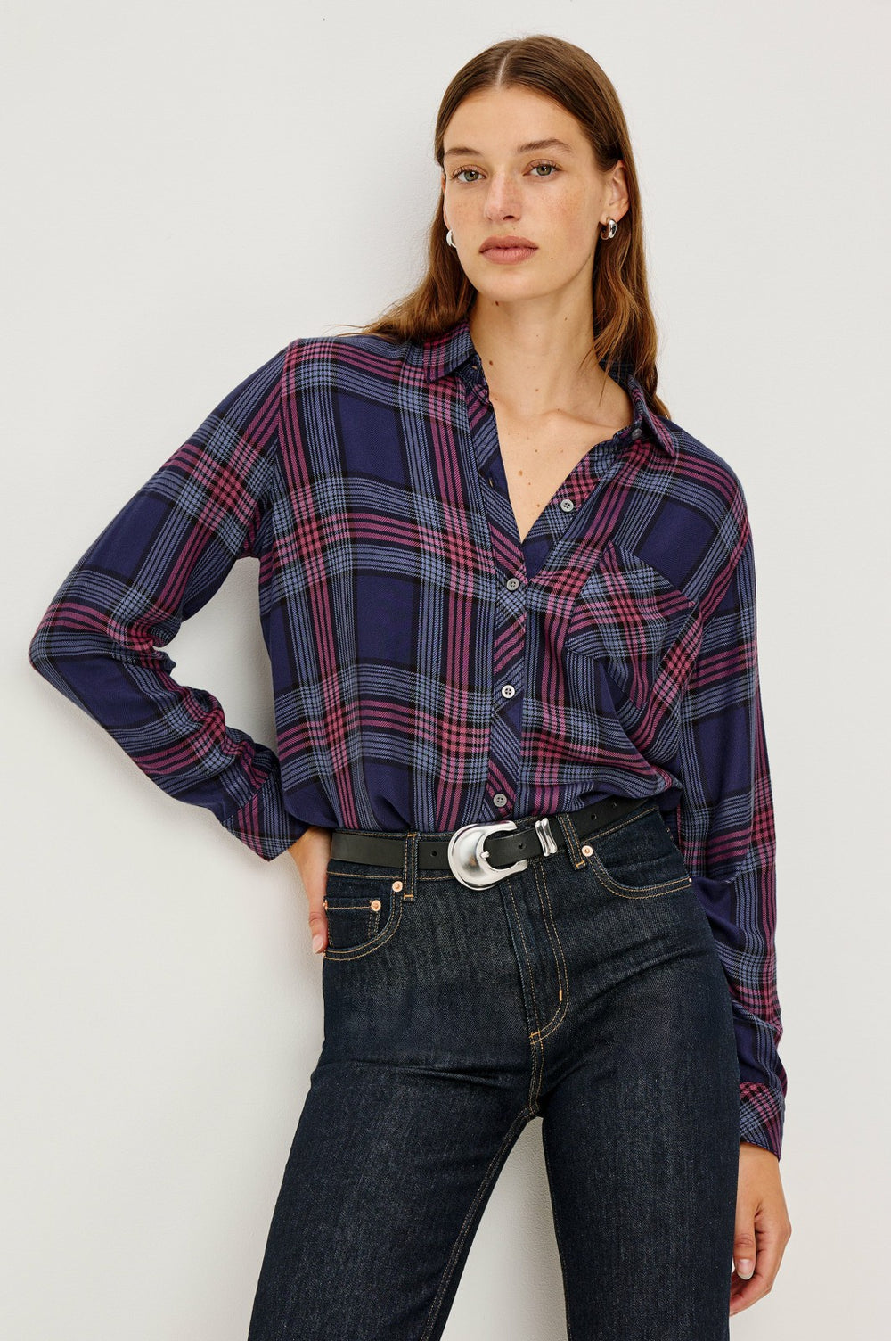 HUNTER SHIRT - NAVY ROSE ASTOR| Rails for sale