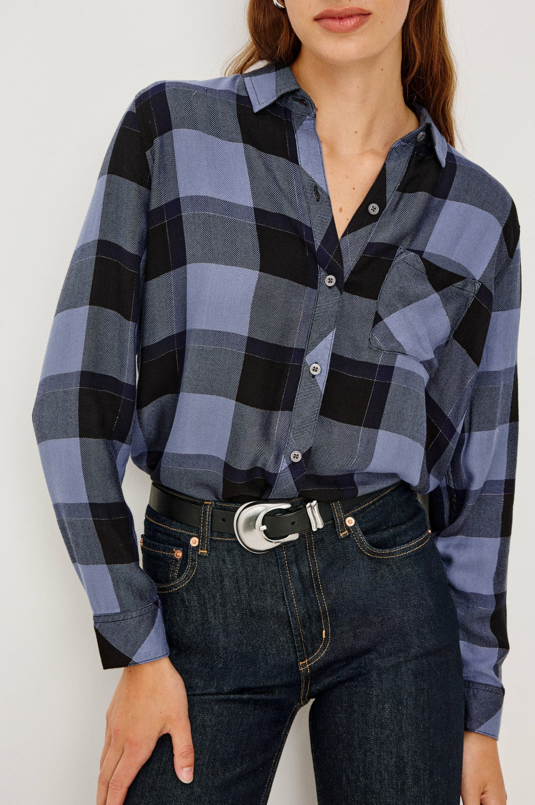 HUNTER SHIRT - PERIWINKLE NAVY SILVER LUREX| Rails online