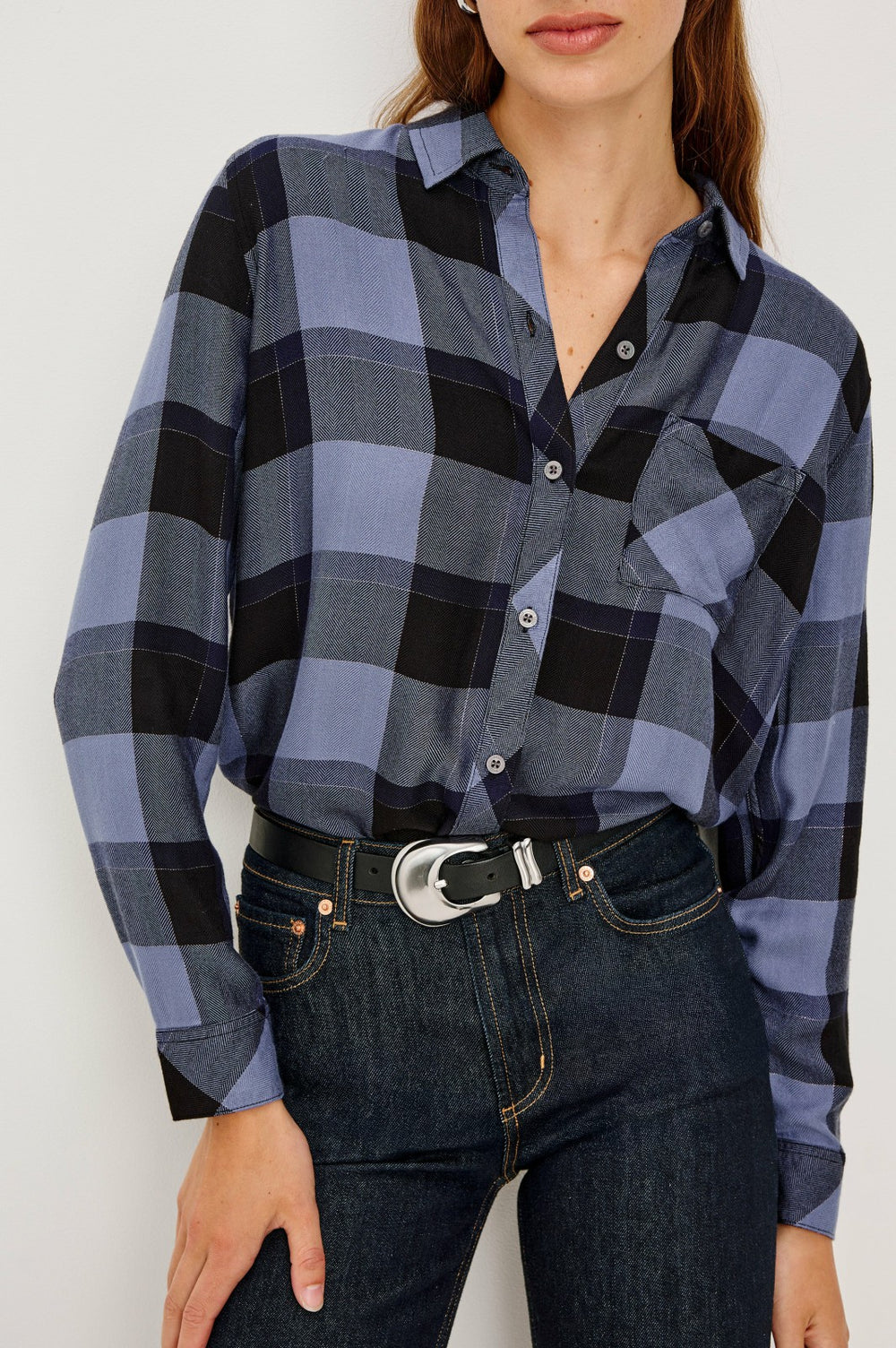 HUNTER SHIRT - PERIWINKLE NAVY SILVER LUREX| Rails online