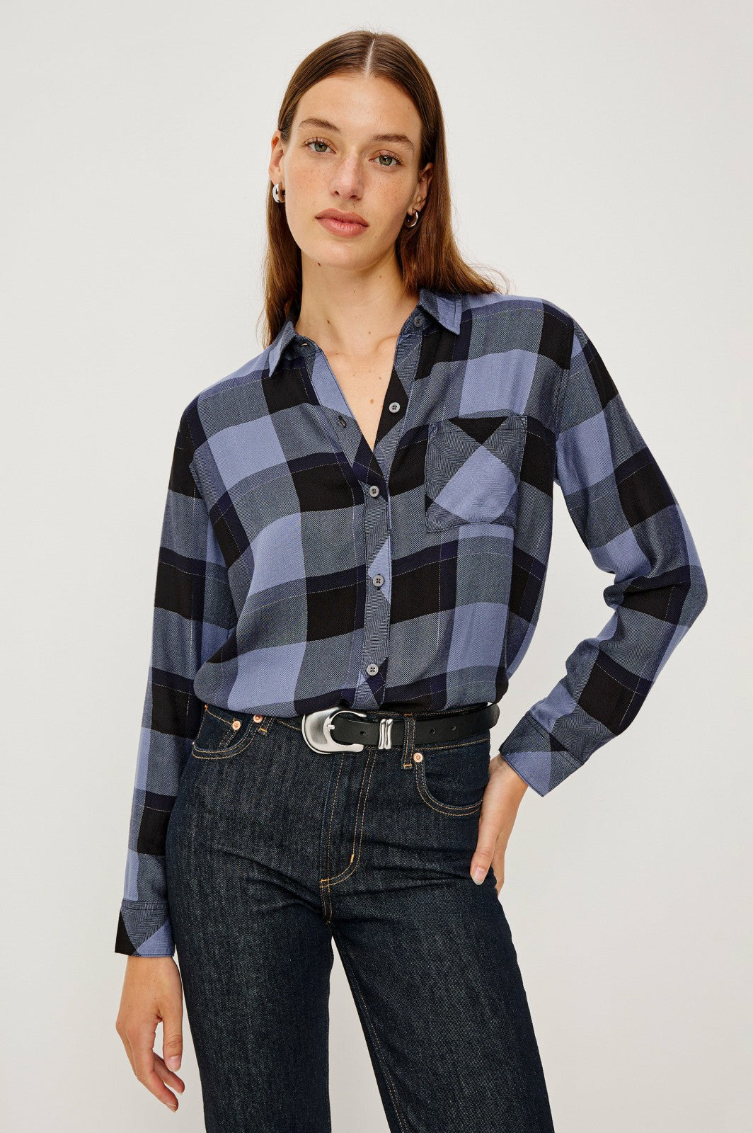 HUNTER SHIRT - PERIWINKLE NAVY SILVER LUREX| Rails online