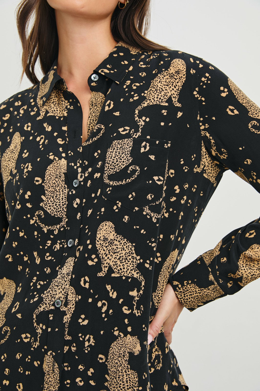 KATE SHIRT - NOIR LEOPARD| Rails online