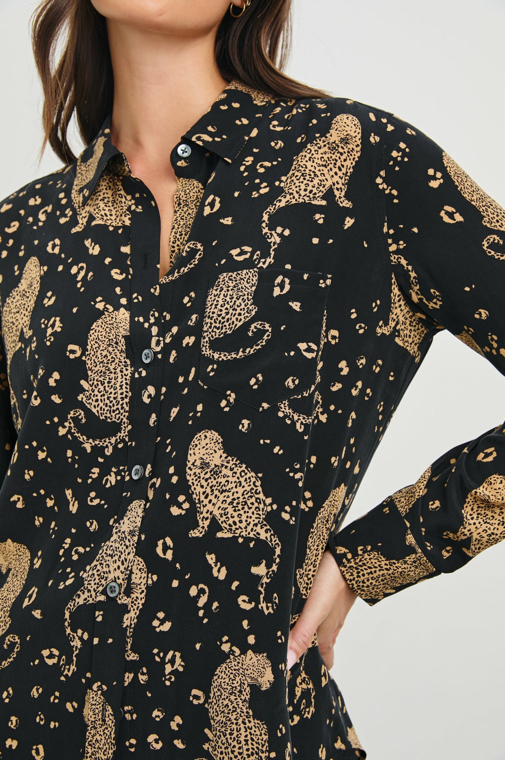 KATE SHIRT - NOIR LEOPARD| Rails online