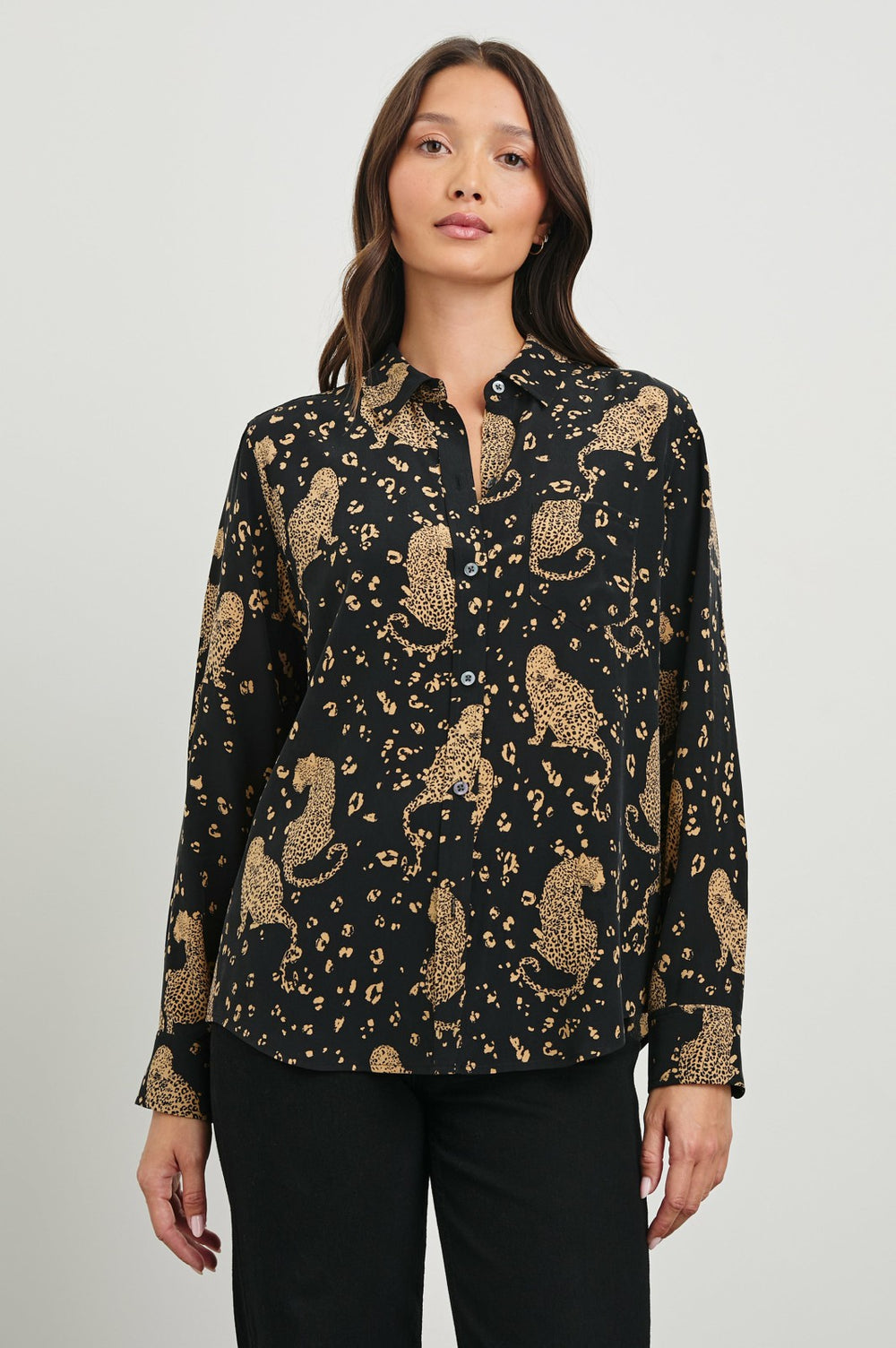 KATE SHIRT - NOIR LEOPARD| Rails online
