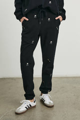 KINGSTON SWEATPANT - BLACK CHAMPAGNE EMBROIDERY| Rails outlet