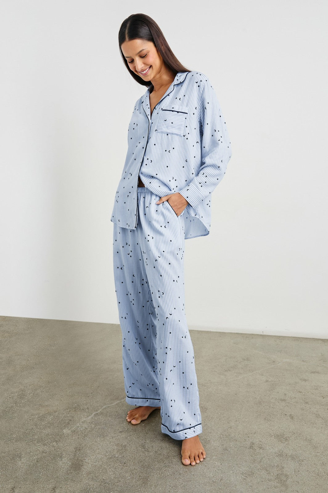 LUNA PAJAMA SET - FLOCKED COSMIC STRIPE| Rails for sale