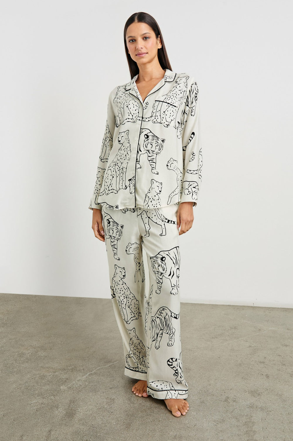 LUNA PAJAMA SET - IVORY JUNGLE CATS| Rails outlet