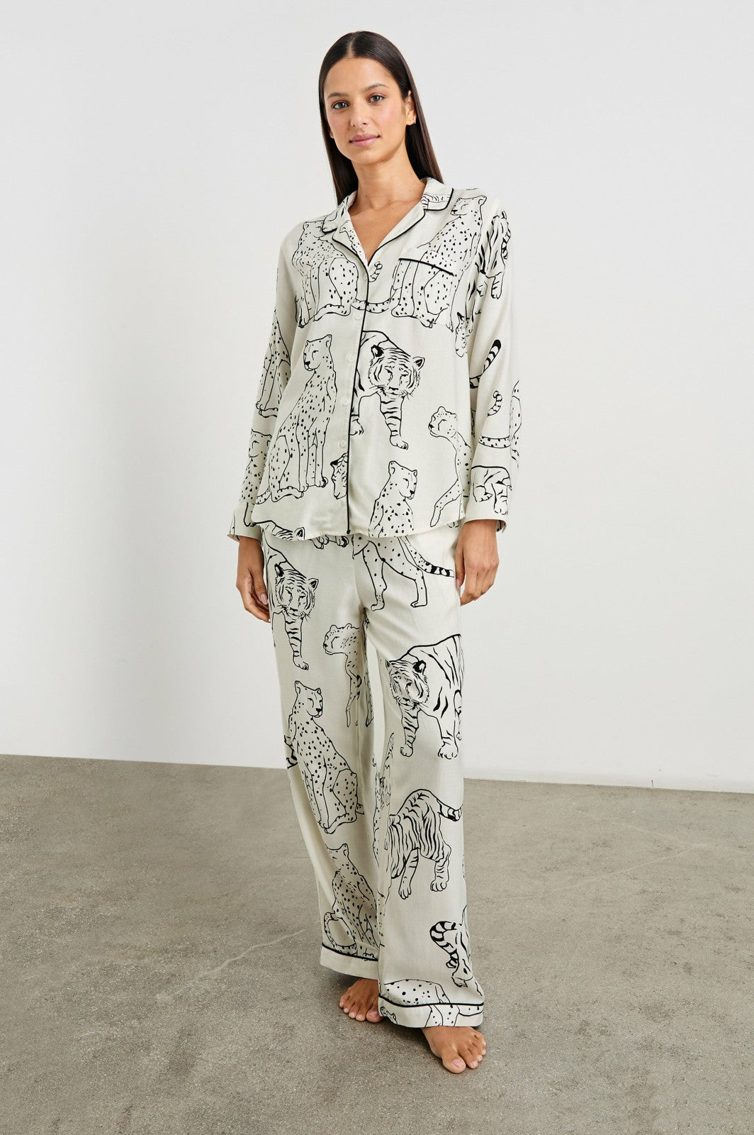 LUNA PAJAMA SET - IVORY JUNGLE CATS| Rails outlet