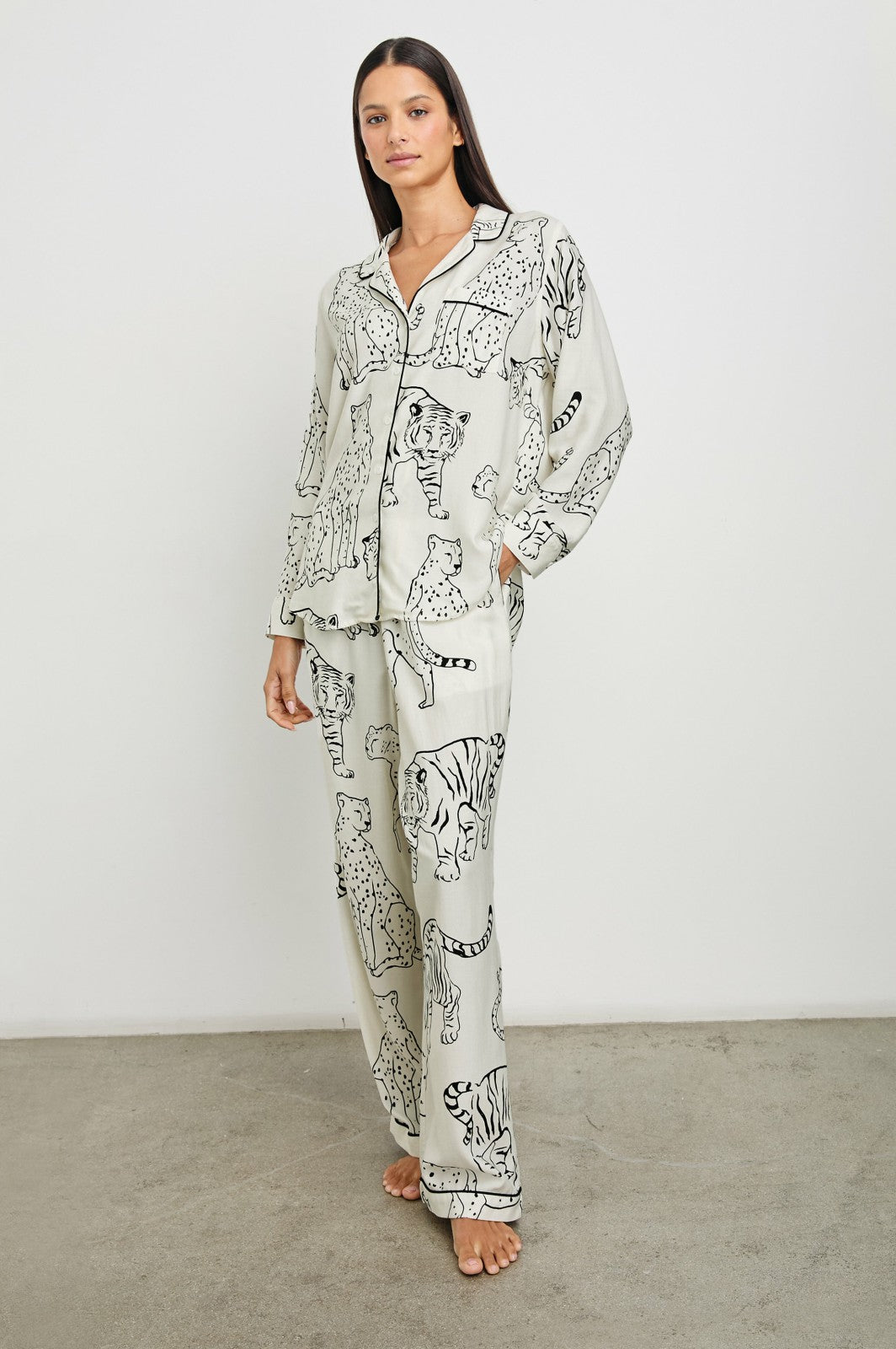 LUNA PAJAMA SET - IVORY JUNGLE CATS| Rails outlet