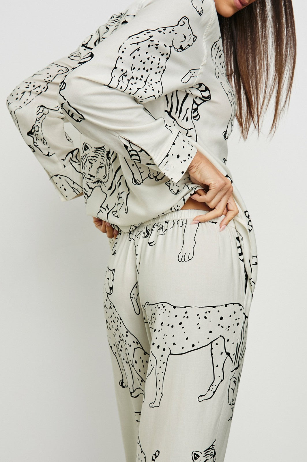 LUNA PAJAMA SET - IVORY JUNGLE CATS| Rails outlet