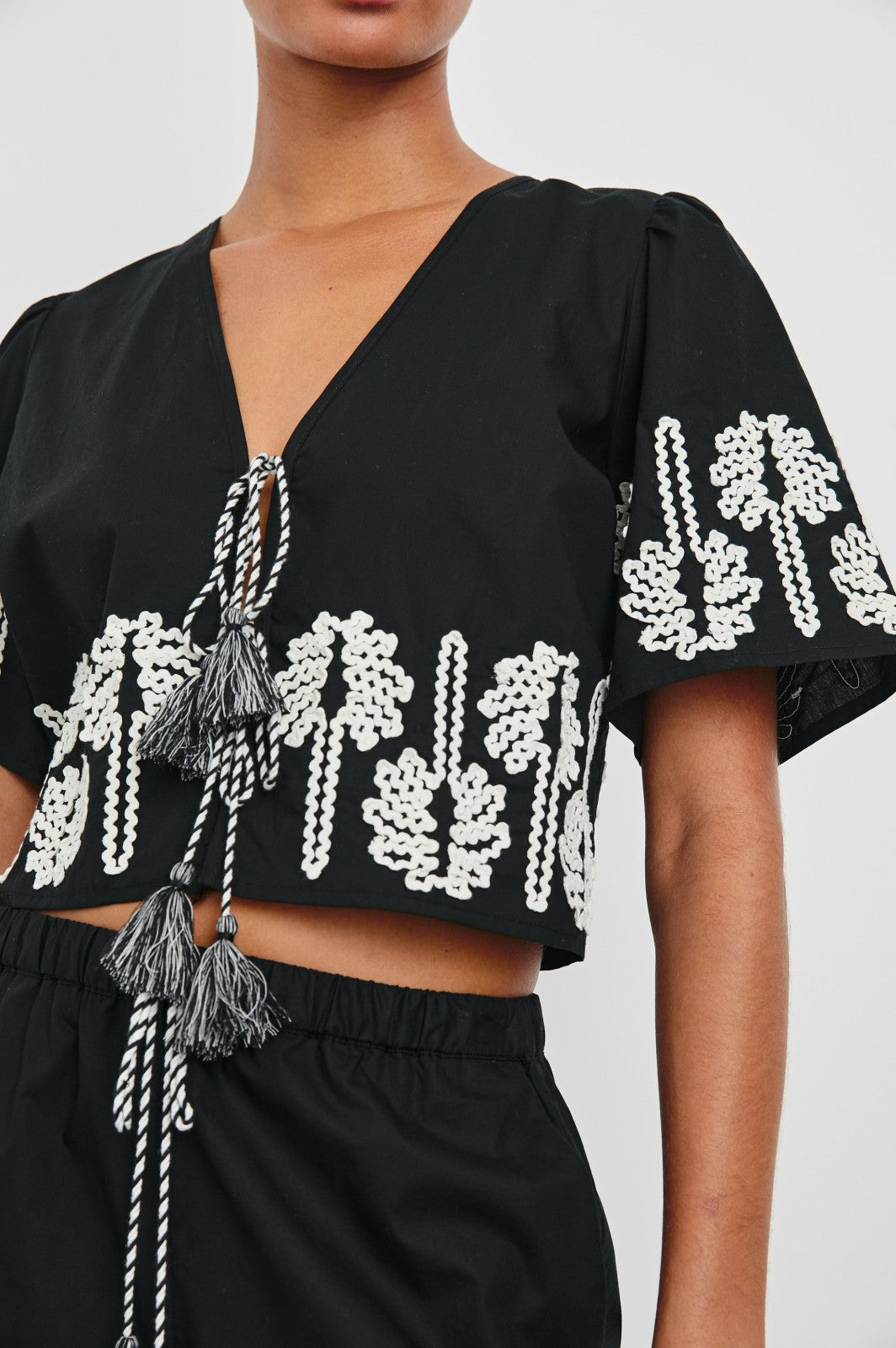 PARI TOP - BLACK IVORY PALM TREES| Rails sale