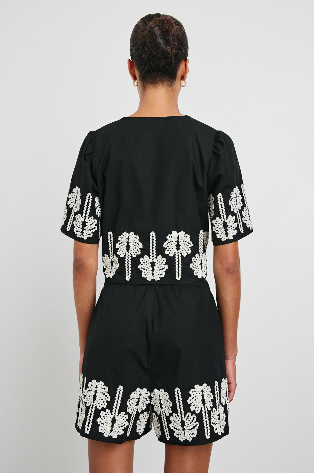 PARI TOP - BLACK IVORY PALM TREES| Rails sale